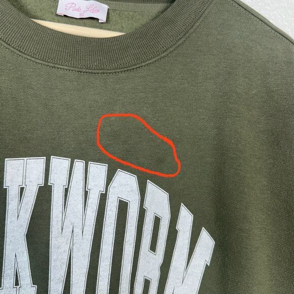 Pink Lily Womens Bookworm Olive Green Graphic Crew Neck‎ Sweatshirt Size XL - Picture 4 of 10